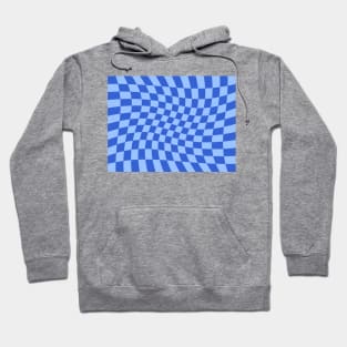Twisted Checkered Square Pattern - Blue Tones Hoodie